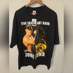 NWT Vintage WWE John Cena Live Fast Fight Hard Black T Shirt Mens XL Deadstock